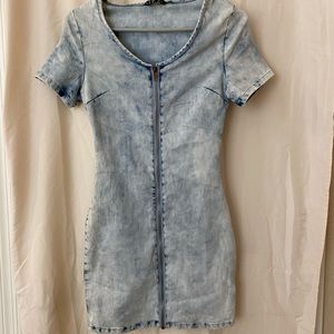 Denim Zipper Front Dress
